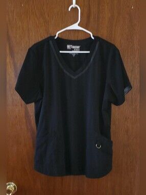 Grey's Anatomy Black V-Neck Scrub Top Sz Xl